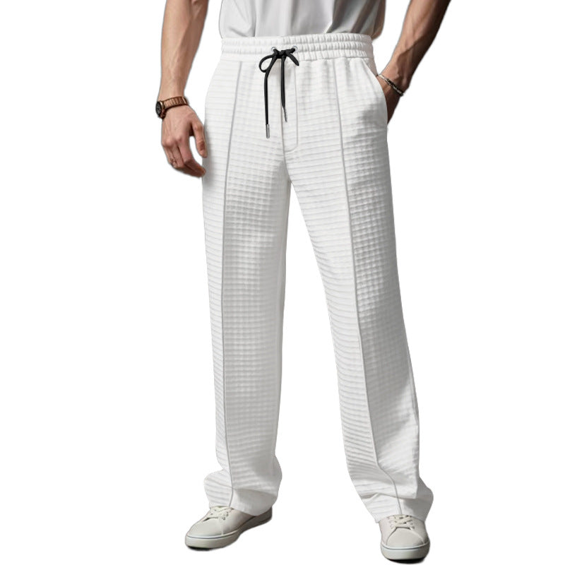 Men's leisure and sports pants with subtle diamond pattern and elastic waistband Ivyshape