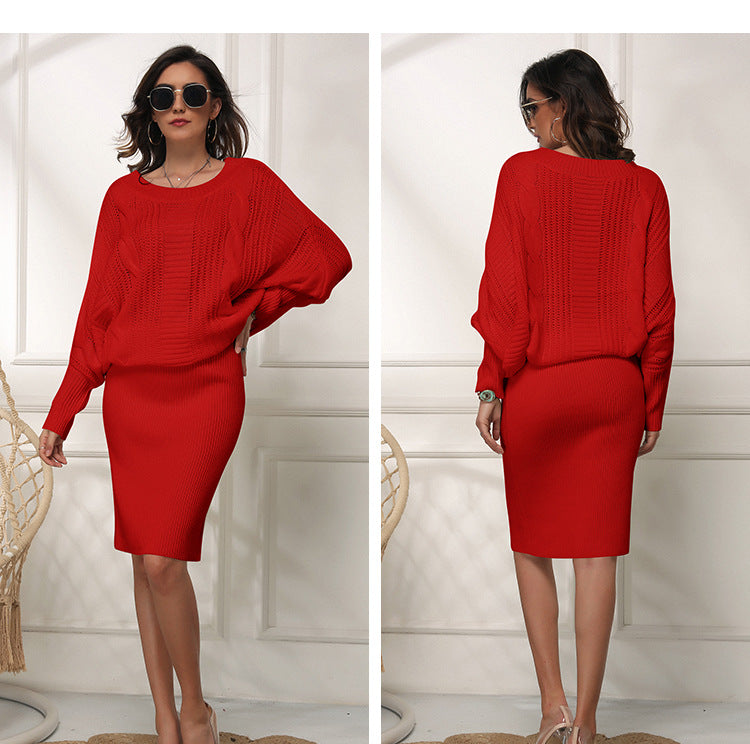 IvyShape | Loose Batwing Sleeve Sweater Dress