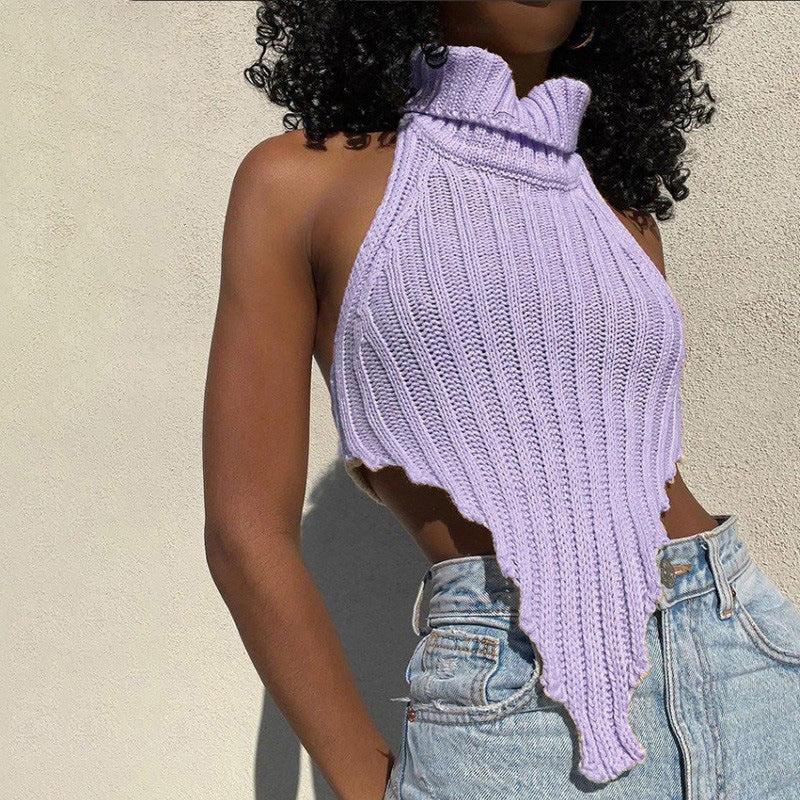 IvyShape | Irregular Backless Knitted Vest