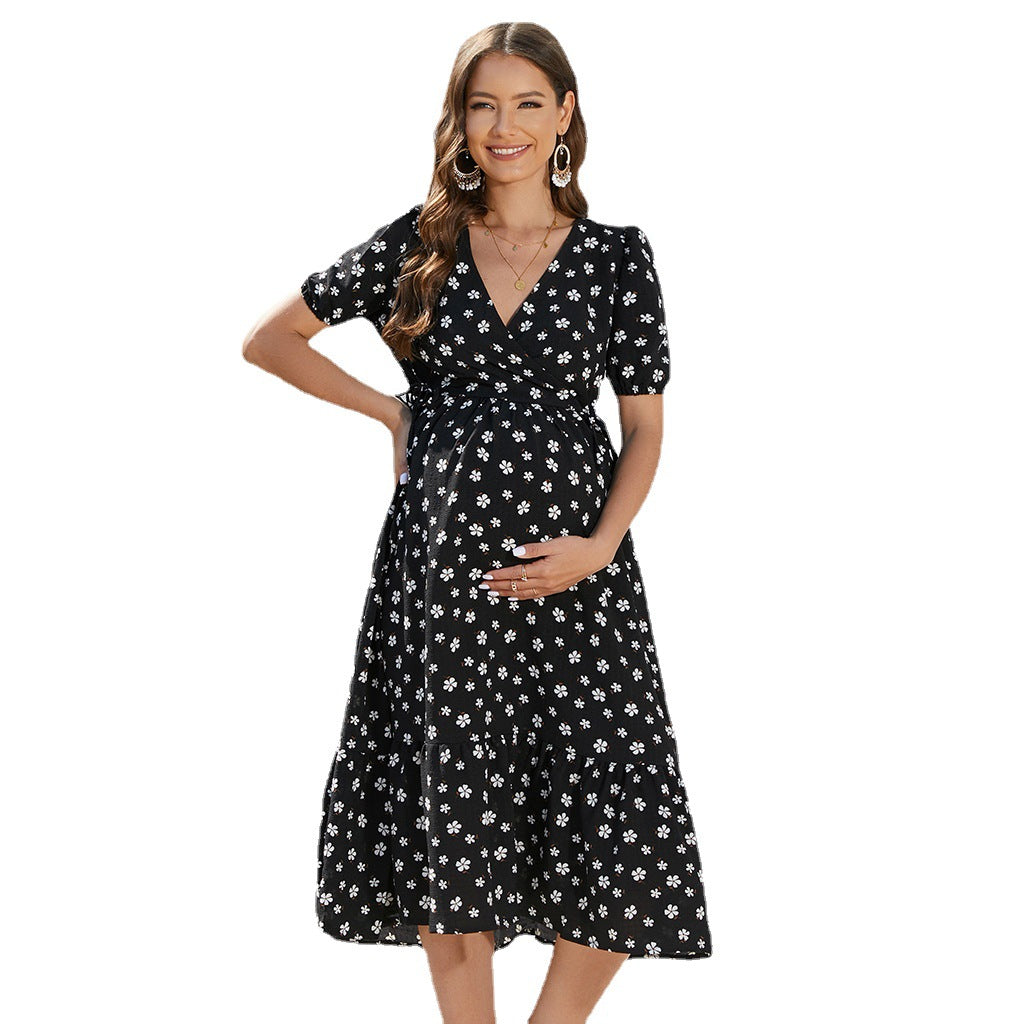 Women’s midi summer dress with playful crepe design and elastic waistband Ivyshape