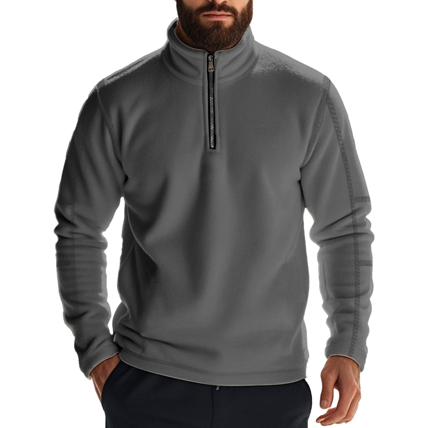 Men's Fleece Hoodie with Half Zip Ivyshape