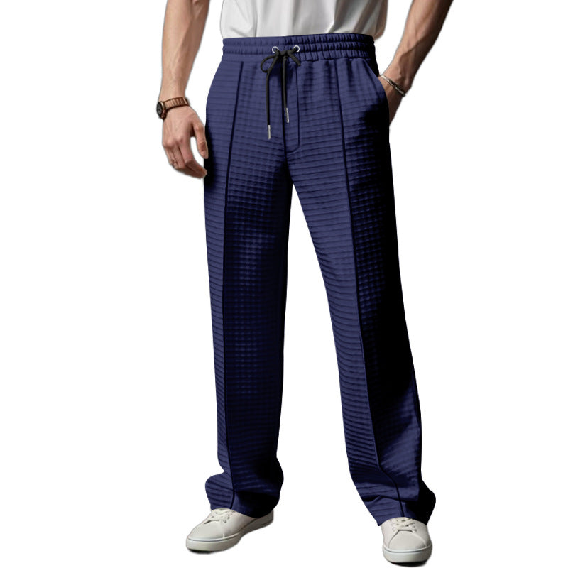 Men's leisure and sports pants with subtle diamond pattern and elastic waistband Ivyshape