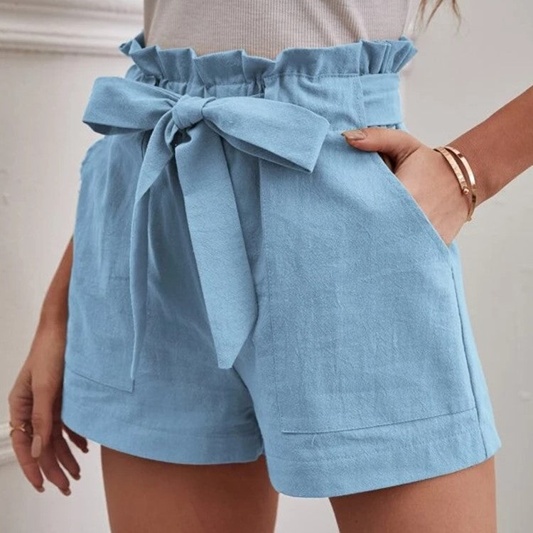 Women High-Waisted Shorts with Tied Detail Ivyshape