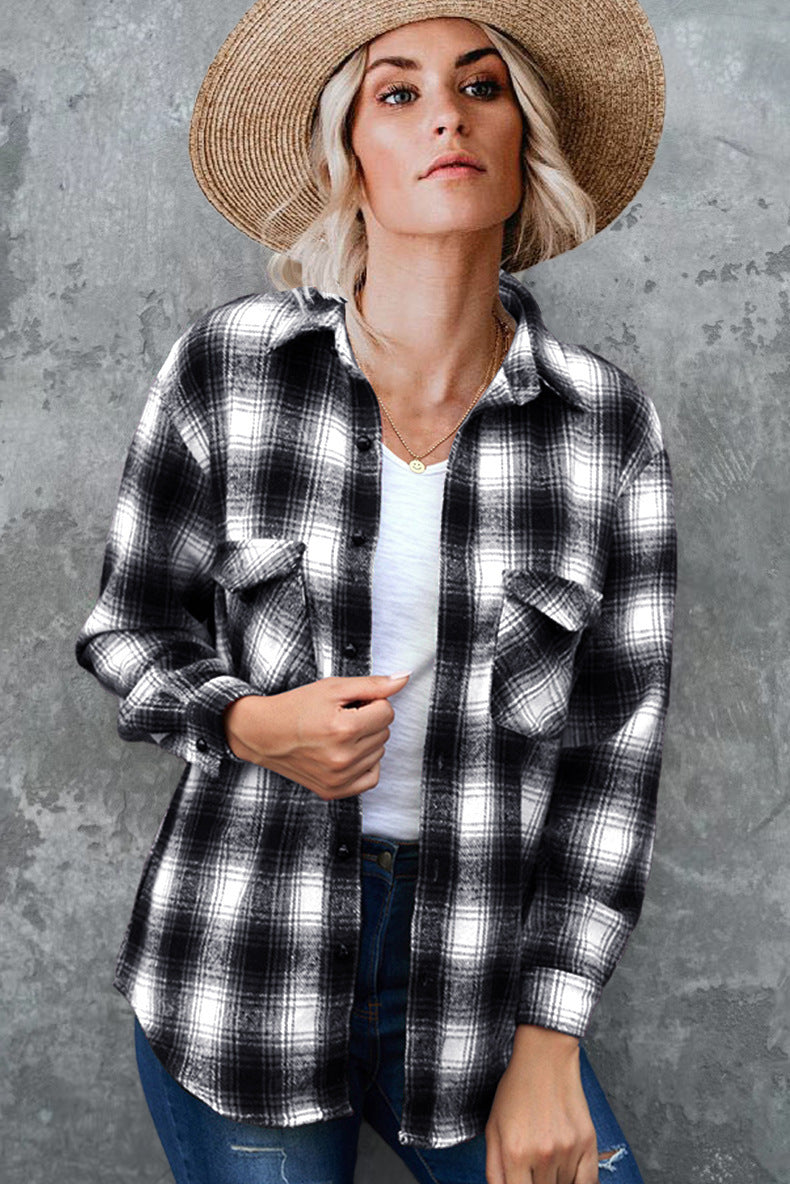 IvyShape | Plaid Lapel Cardigan Shirt