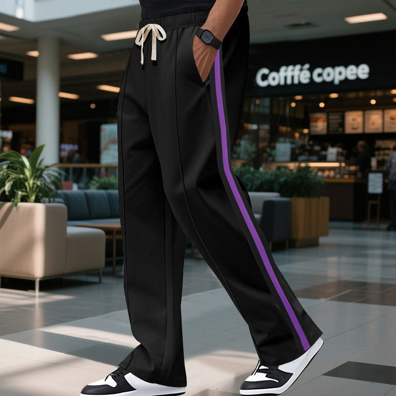 Men's casual sports pants in urban style with contrasting stripes Ivyshape