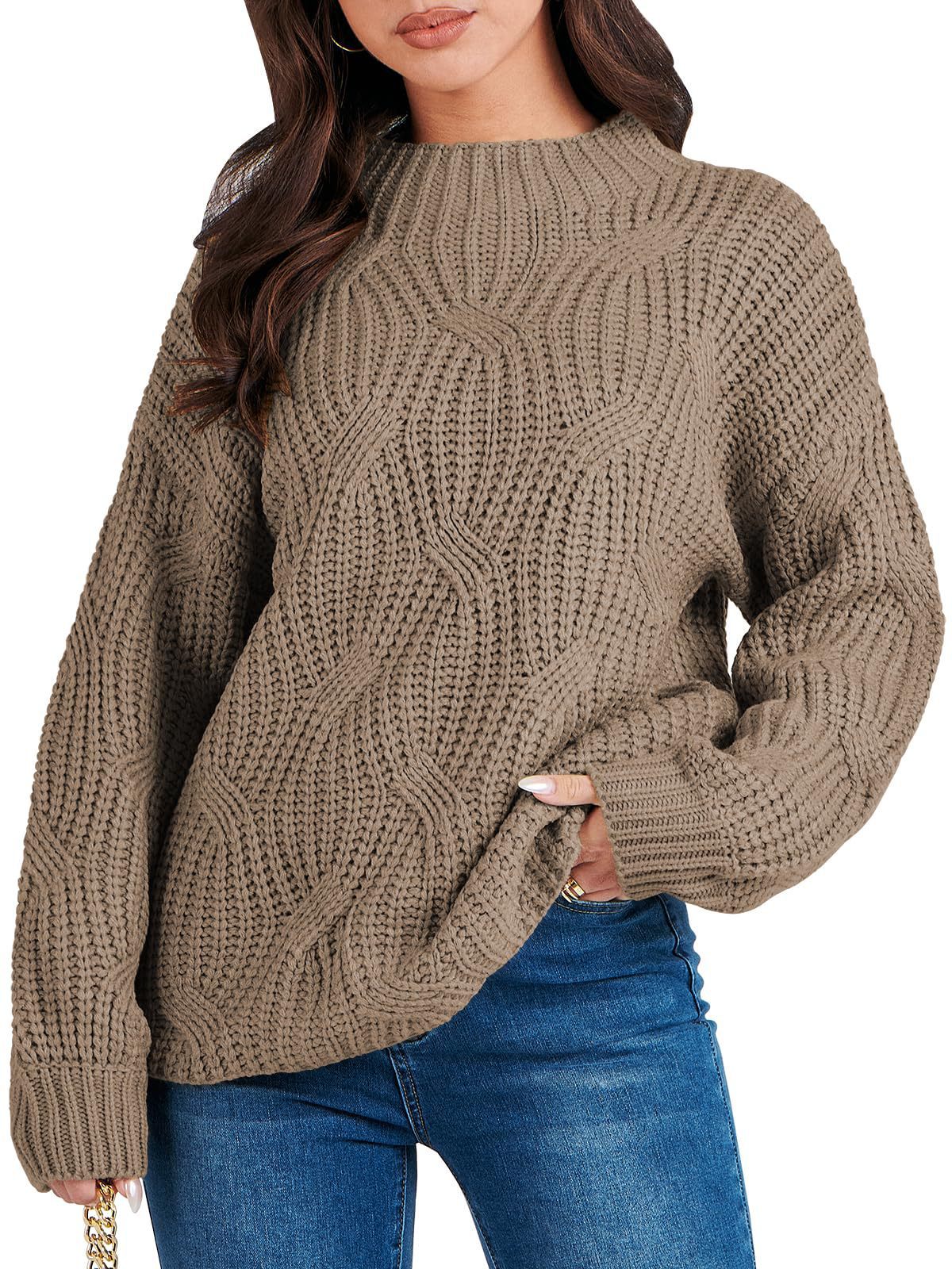 IvyShape | Casual Drop Shoulder Twisted Knit Pullover Sweater