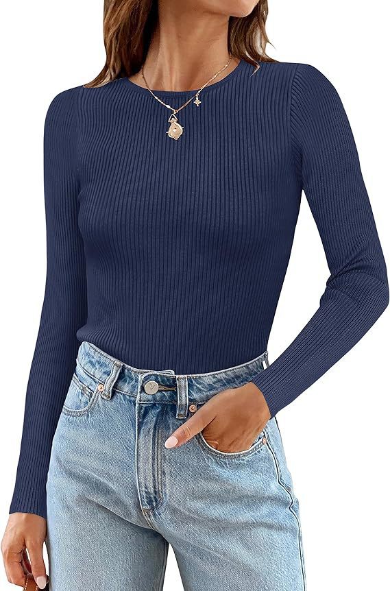 Women's Long Sleeve Shirt with Fine Ribbed Knit Design Ivyshape
