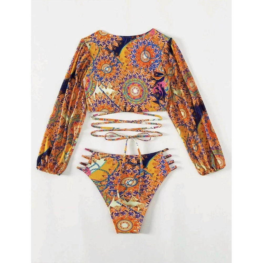 Women's bikini set with long sleeve and fashionable wrap detail Ivyshape
