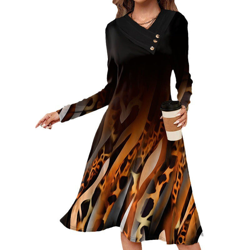 IvyShape | Abstract Leopard Gradient Long Dress