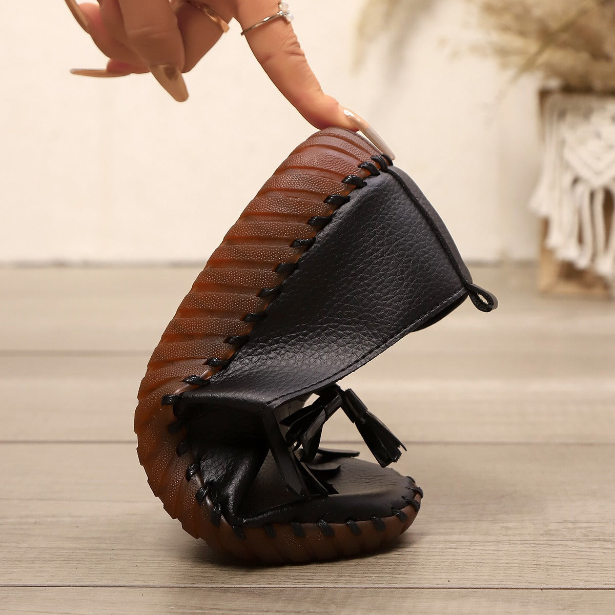 Women Elegant Slip-On Moccasins with Fringe Detail and Comfortable Sole Ivyshape