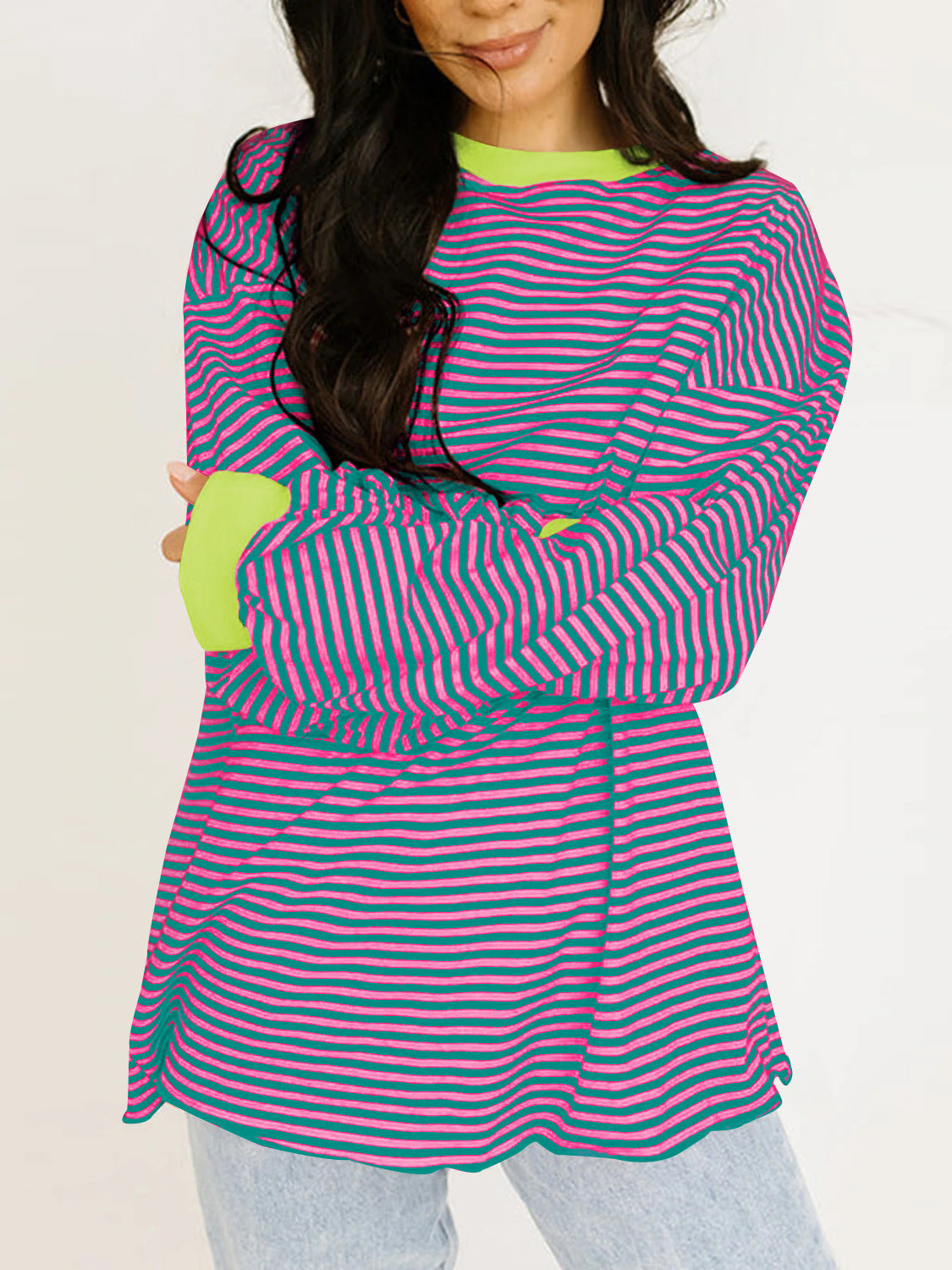 IvyShape | Striped long sleeve sweatshirt