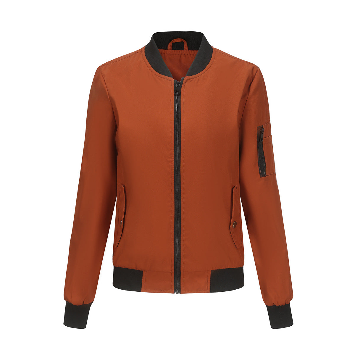 Women's fashionable bomber jacket with practical zip pockets and sporty collar Ivyshape