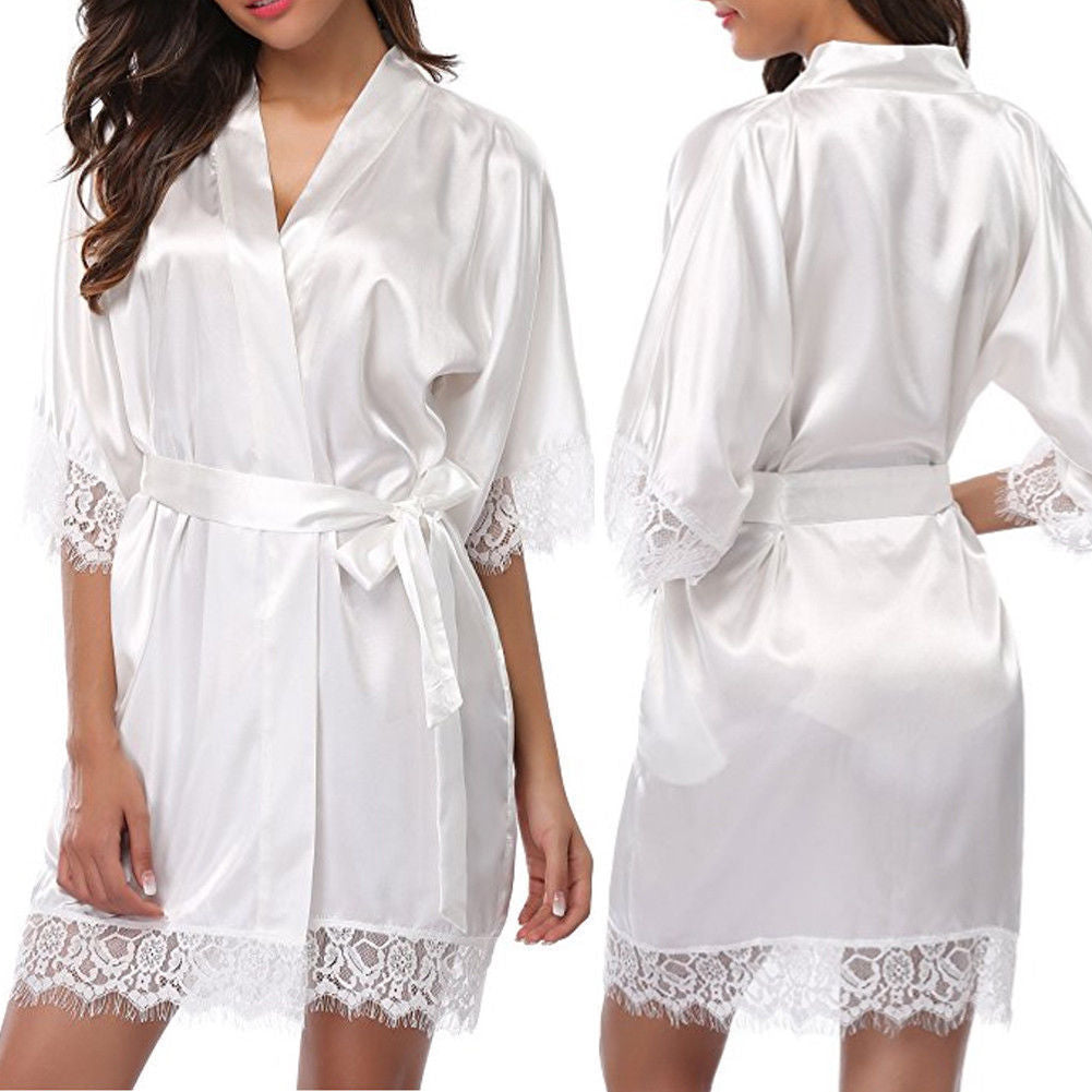 Women's Satin Lace Robe Ivyshape