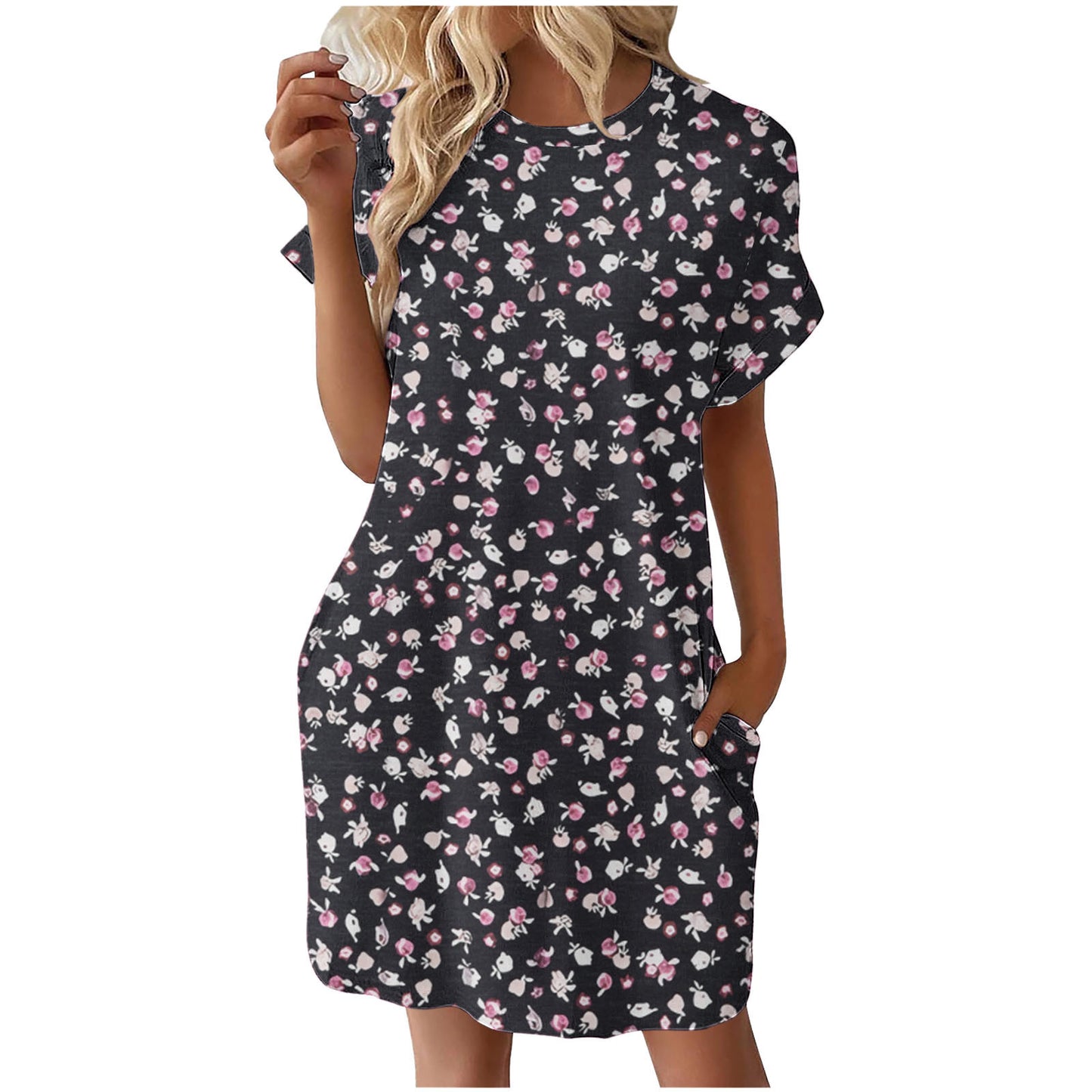 Ladies casual summer dress with floral pattern and practical pockets Ivyshape
