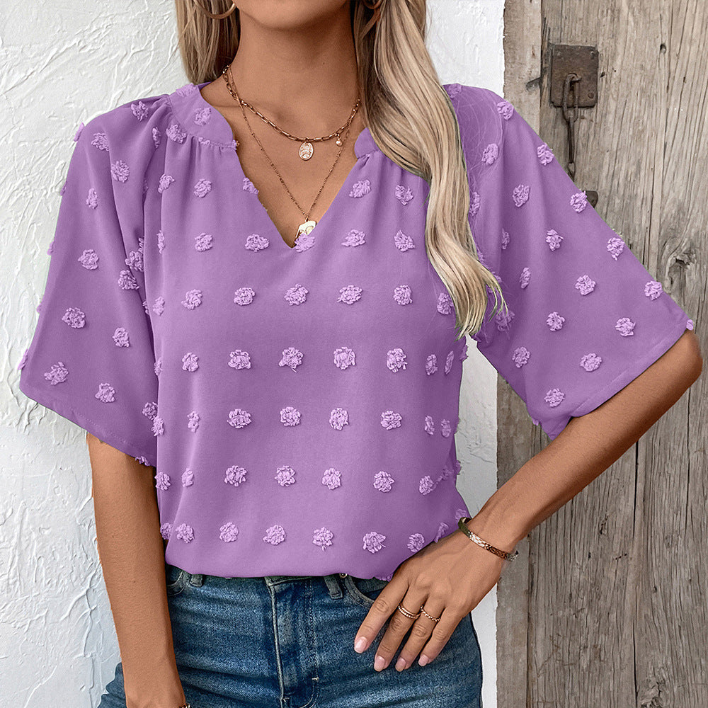 Women elegant top with textured floral pattern Ivyshape