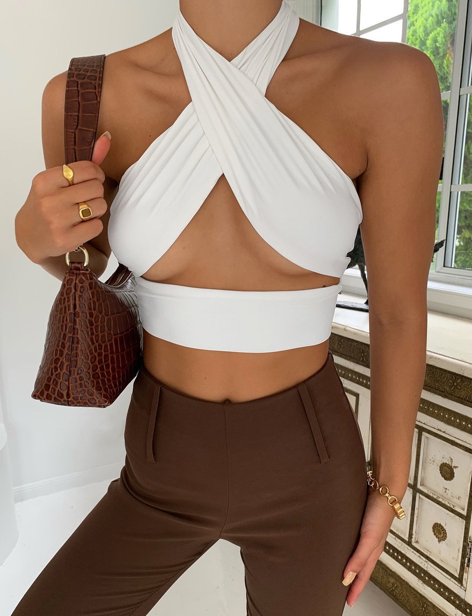 Women Cropped Top with Elegant Loop Design Ivyshape