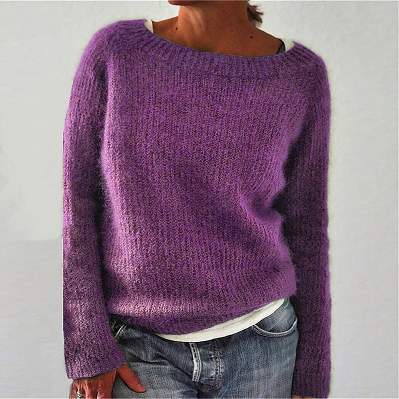 IvyShape | Basic Round Neck Fashion Versatile Knitted Sweater