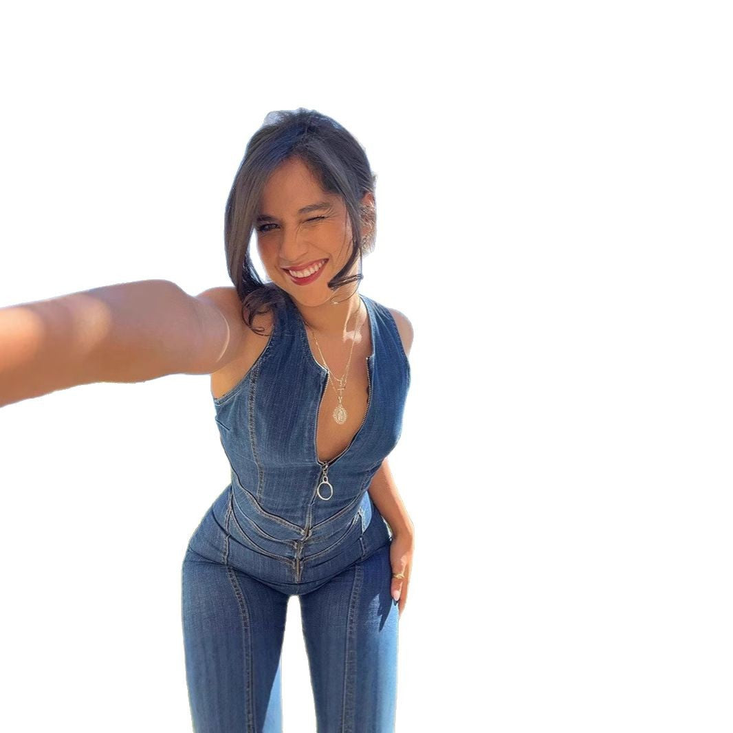 Women's Denim Jumpsuit in classic design with tailored fit Ivyshape