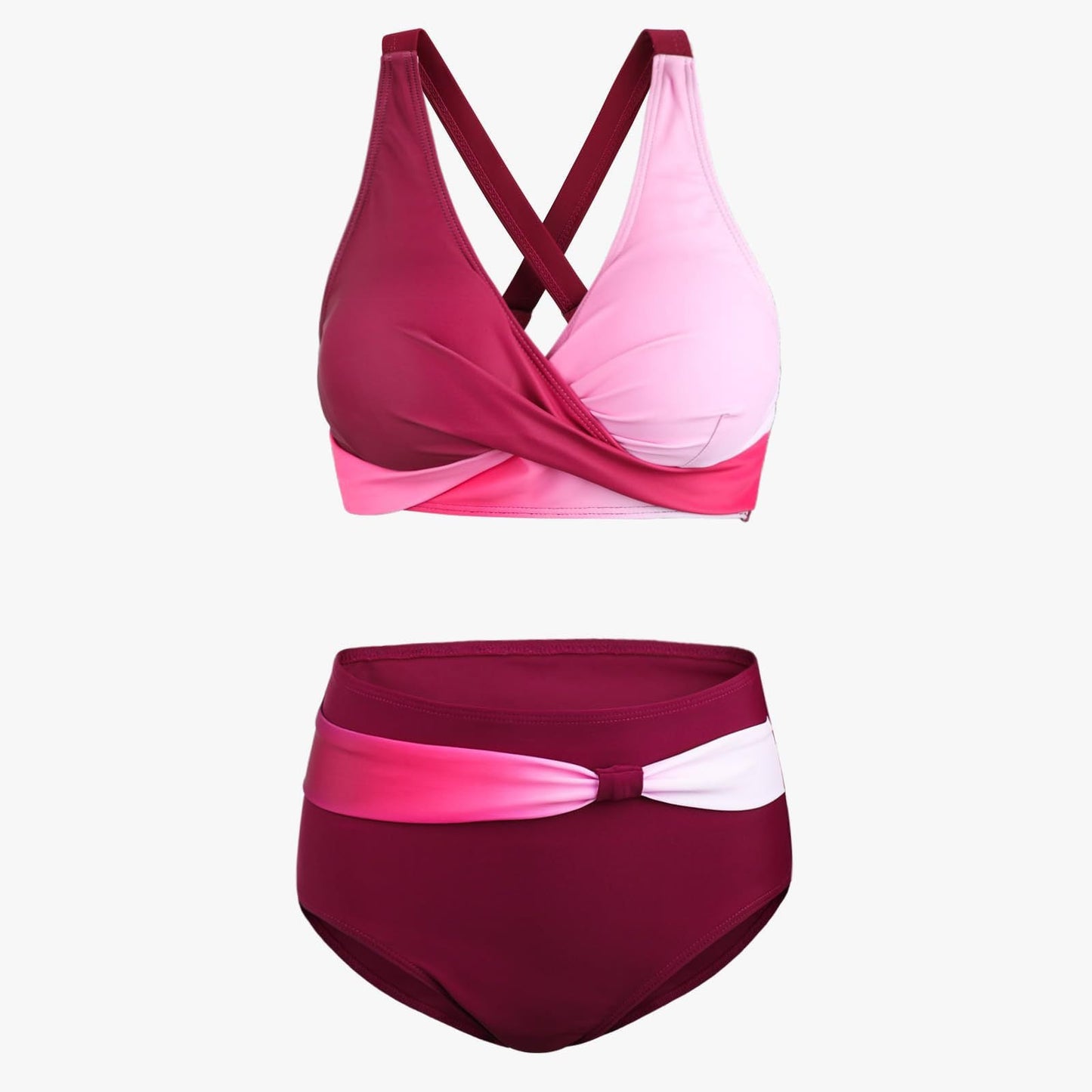 Women High-Waisted Bikini Set with Tied Top and Snug Contours Ivyshape