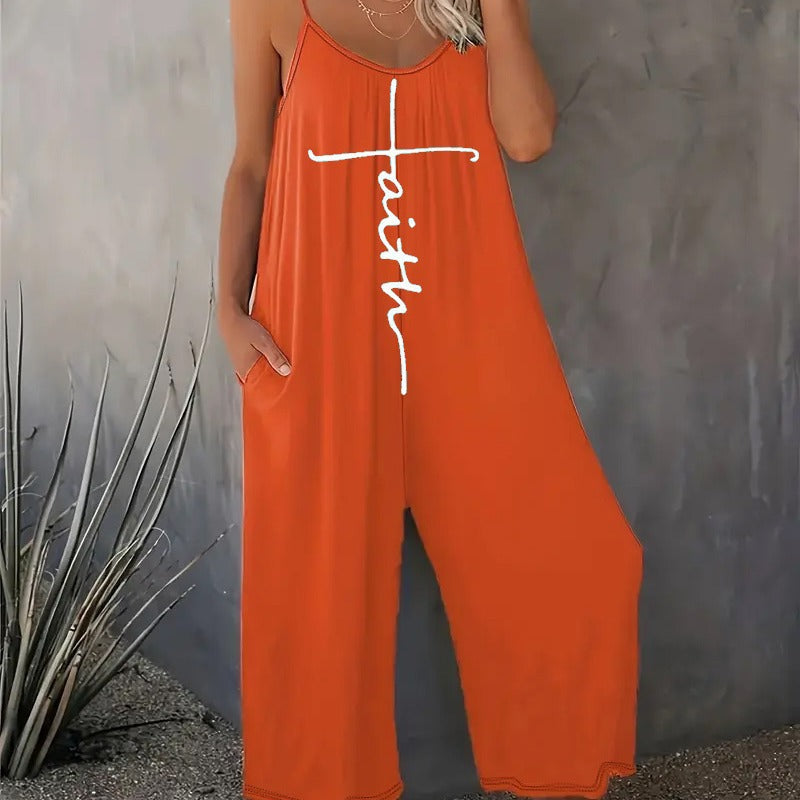 IvyShape | Casual Printed Insert Pocket Strap Jumpsuit