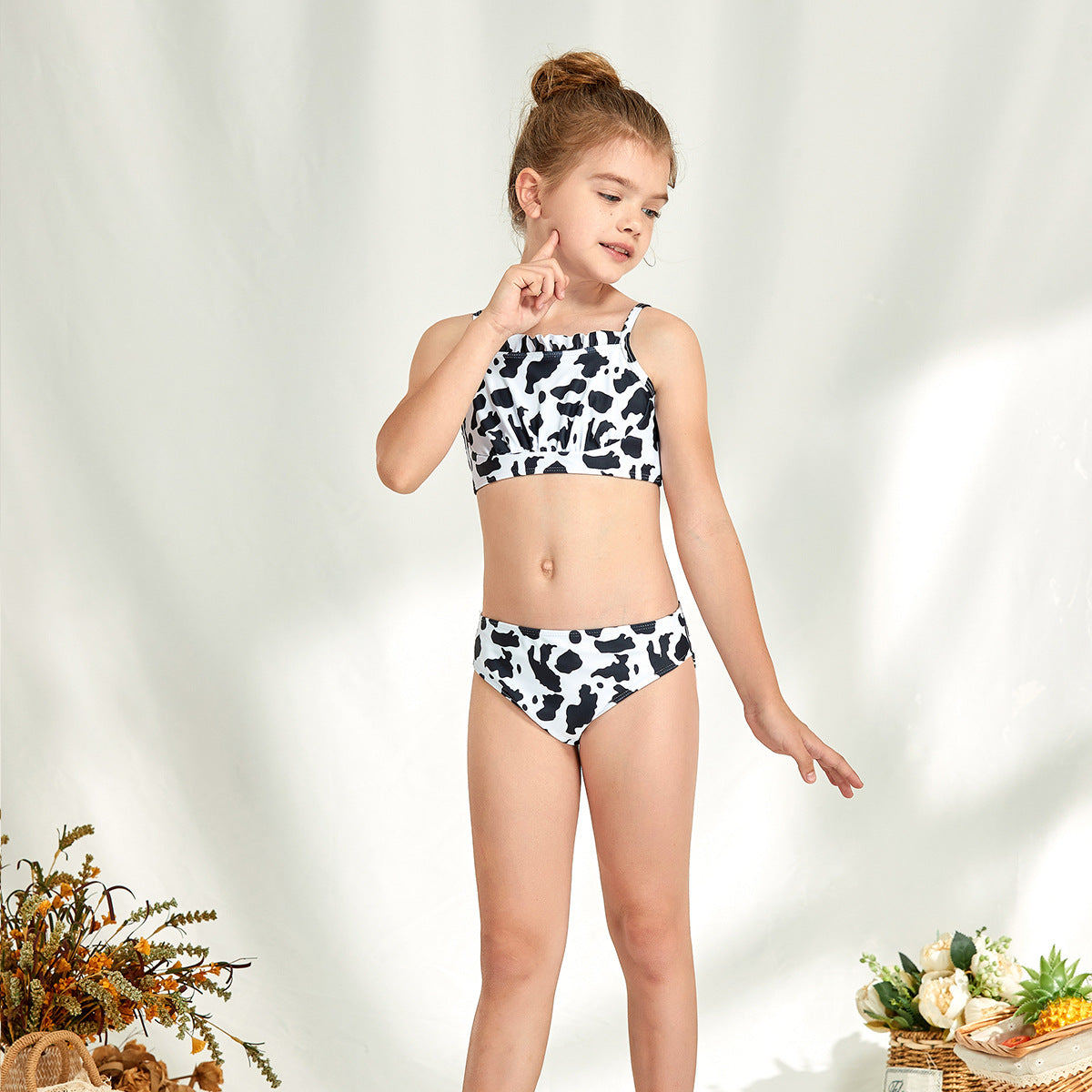 Women's bikini set with fashionable ruching element and animal print Ivyshape