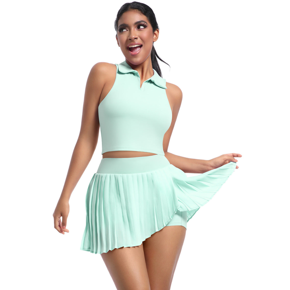Women’s sporty tennis skirt with integrated shorts and trendy pleating Ivyshape