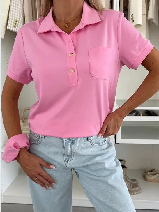Women's polo shirt with button placket and chest pocket Ivyshape