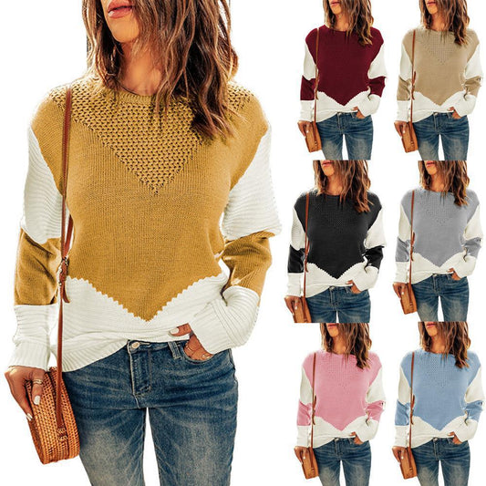 Ladies fashionable knit sweater with modern color combinations and structured look Ivyshape