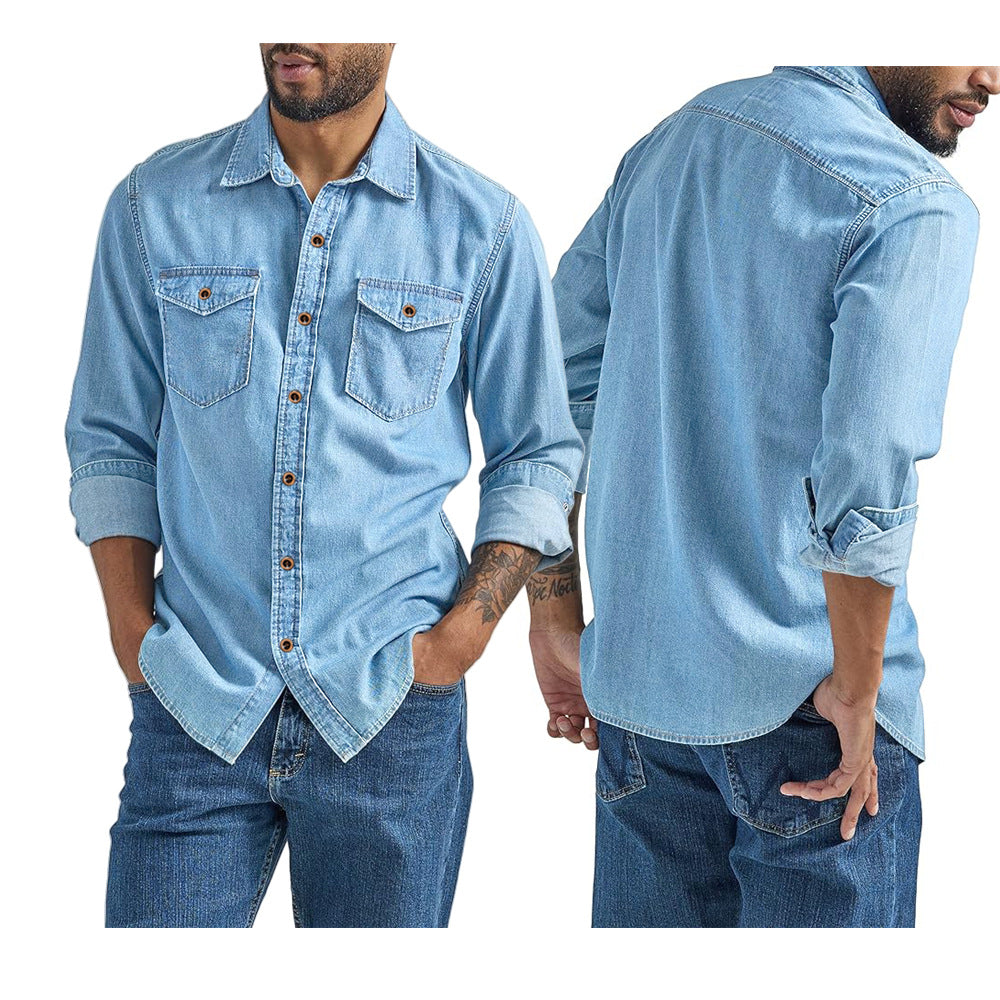 Men's Denim Shirt with Versatile Chest Pockets Ivyshape