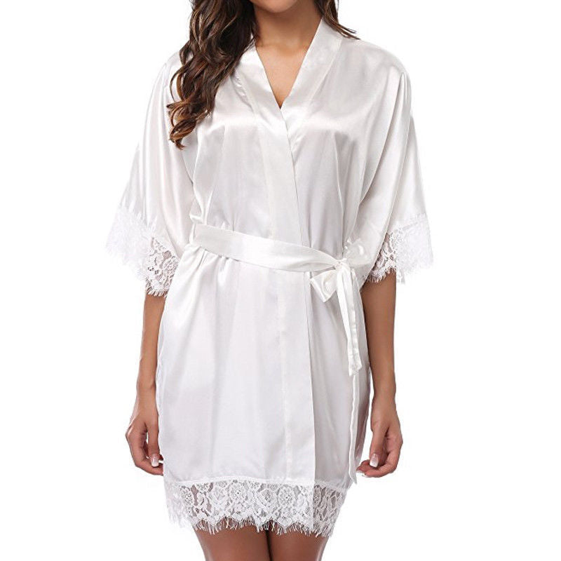 Women's Satin Lace Robe Ivyshape