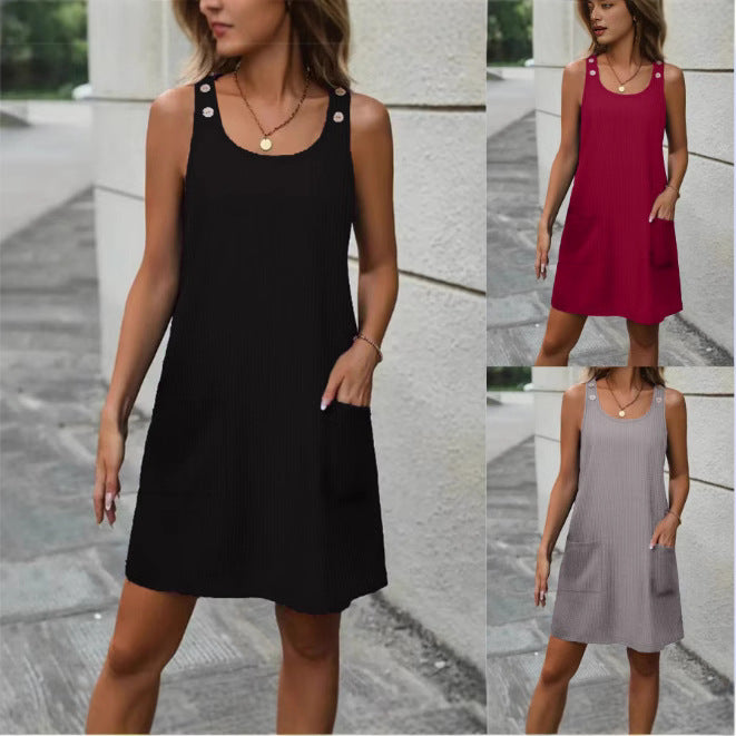 Women's airy tank top dress with practical pockets Ivyshape