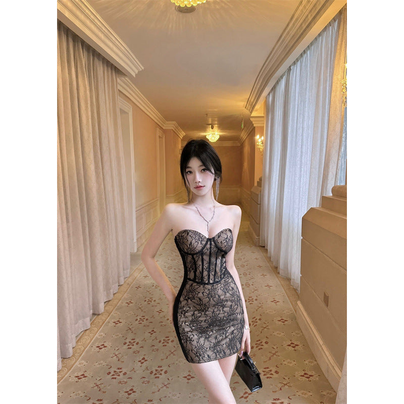 IvyShape | Tight Lace Waist Hugging Bodycon Skirt Dress