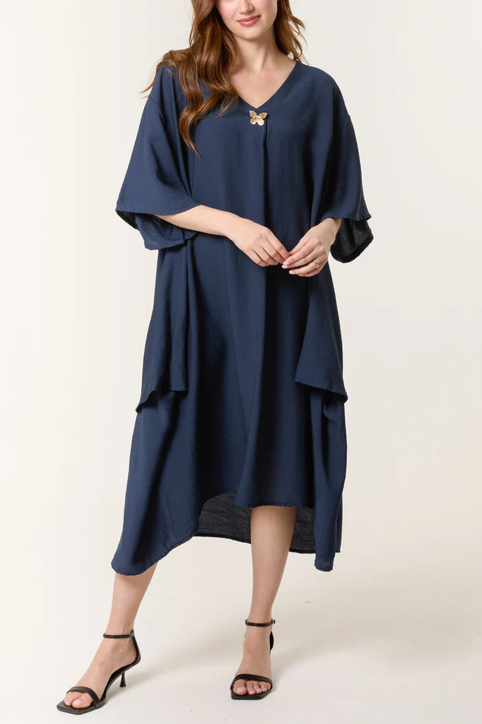 Women Casual V Neck Maxi Tunic Dress Ivyshape