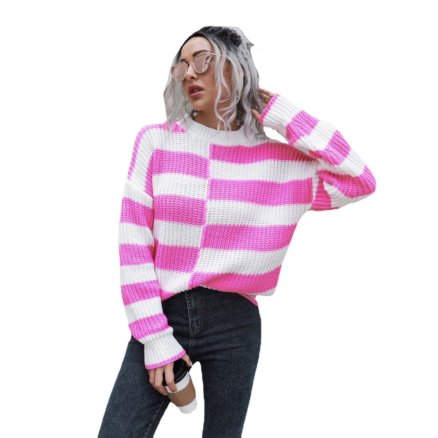 Women Casual Striped Sweater with Soft Material and Casual Cut Ivyshape