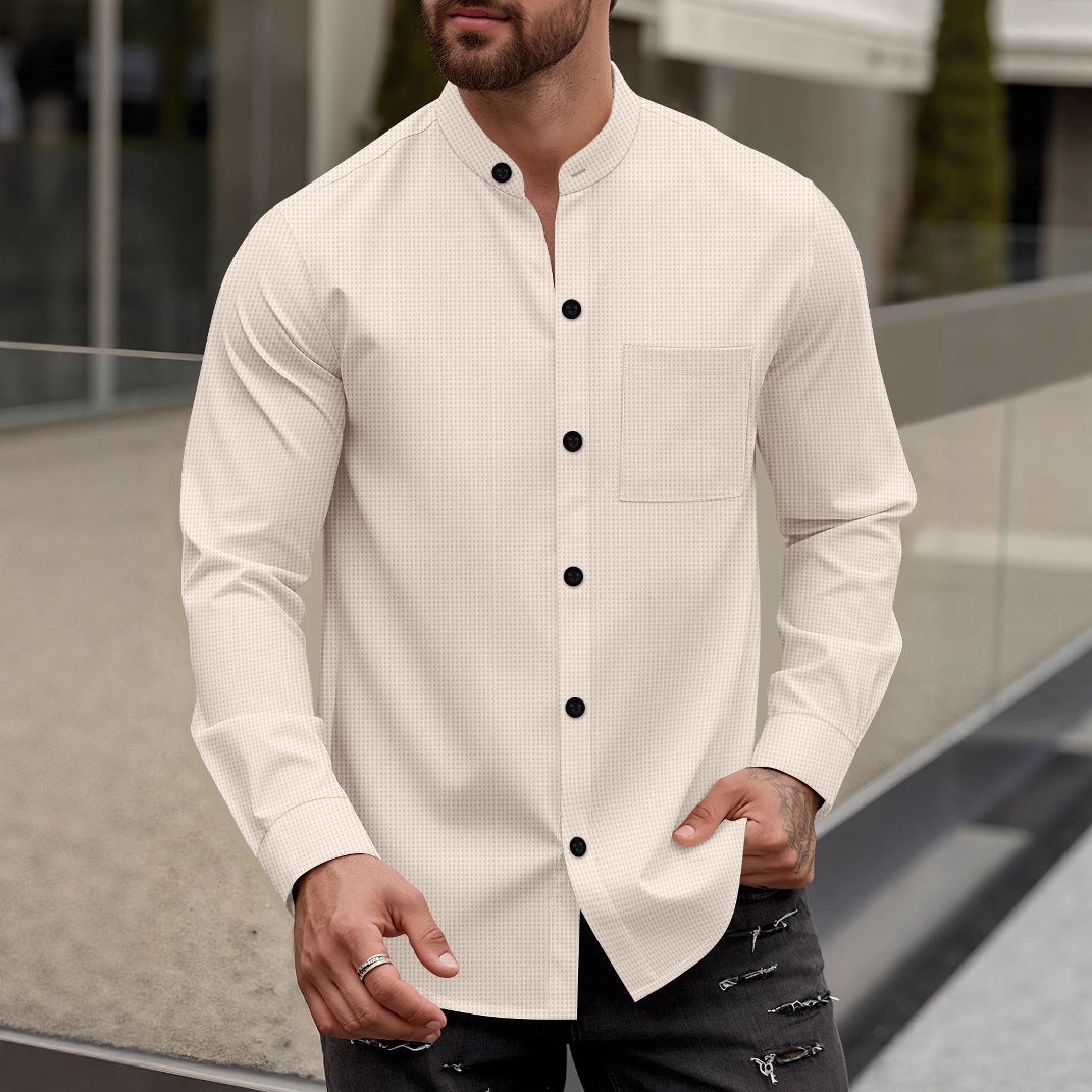 Men's Elegant Shirt with Stand Collar Ivyshape