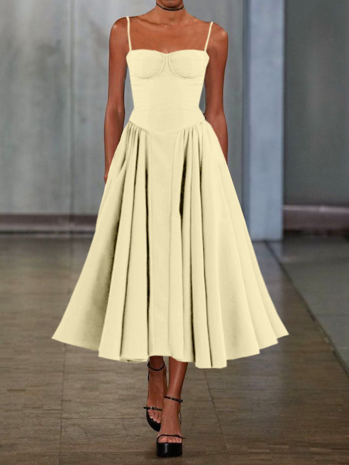 Women Elegant A-Line Midi Dress Ivyshape