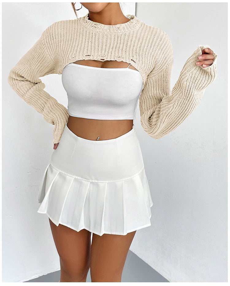 IvyShape | Ultra-Short Sweater Knit Sweater