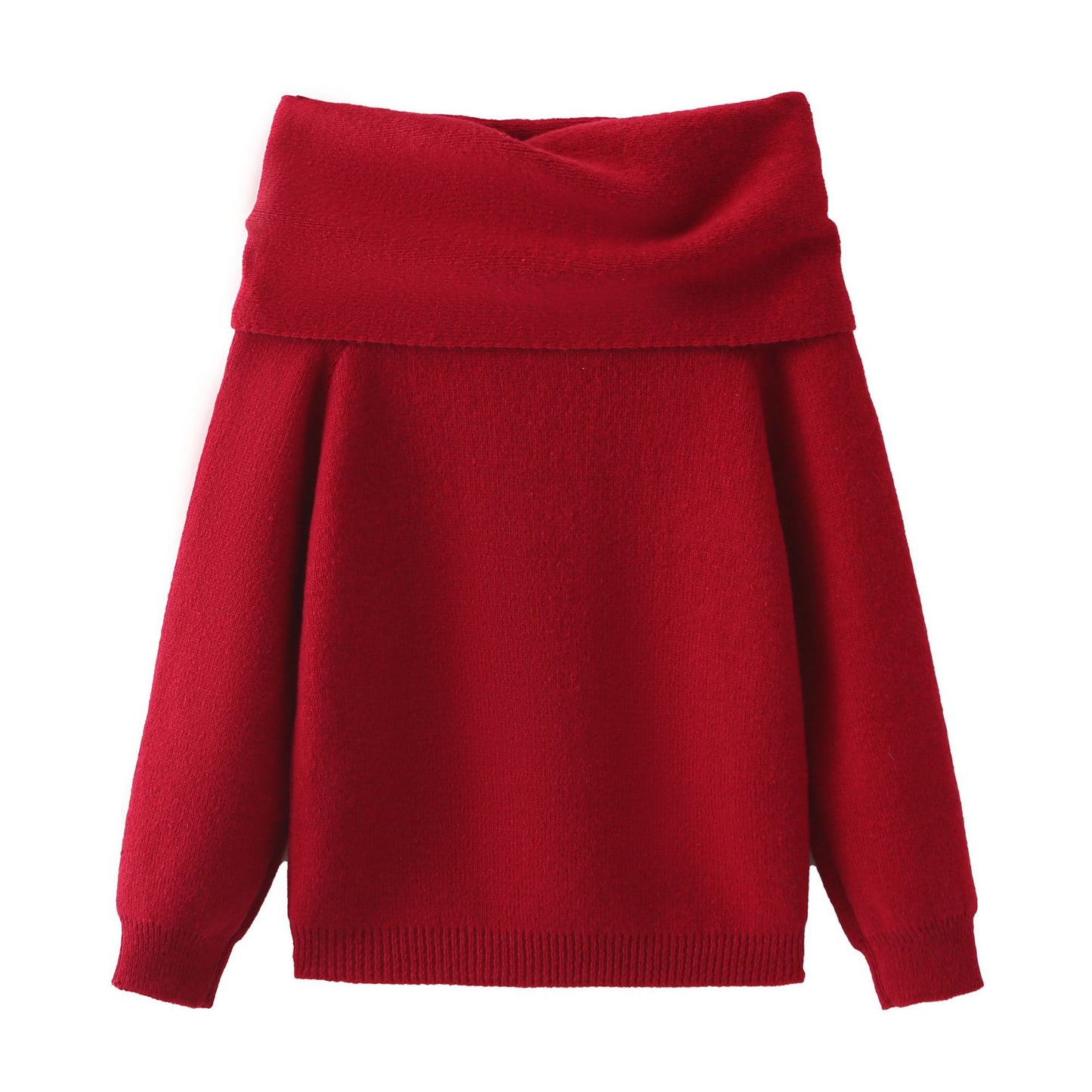 Women's Knit Maxi Dress with Off-Shoulder Neckline and Voluminous Sleeves Ivyshape