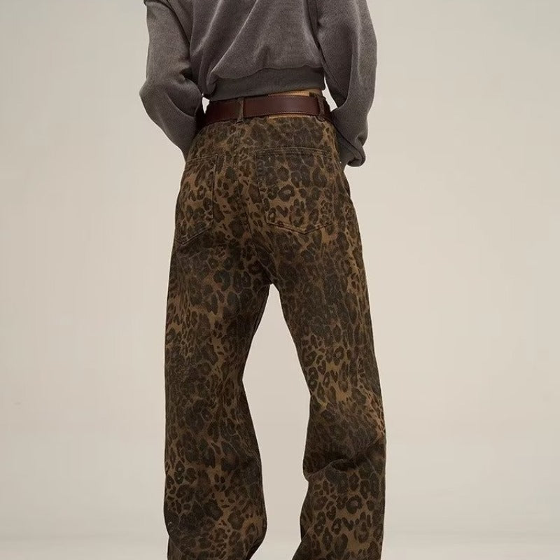 Ivyshape | Women's Leopard Oversized Pants Trendy