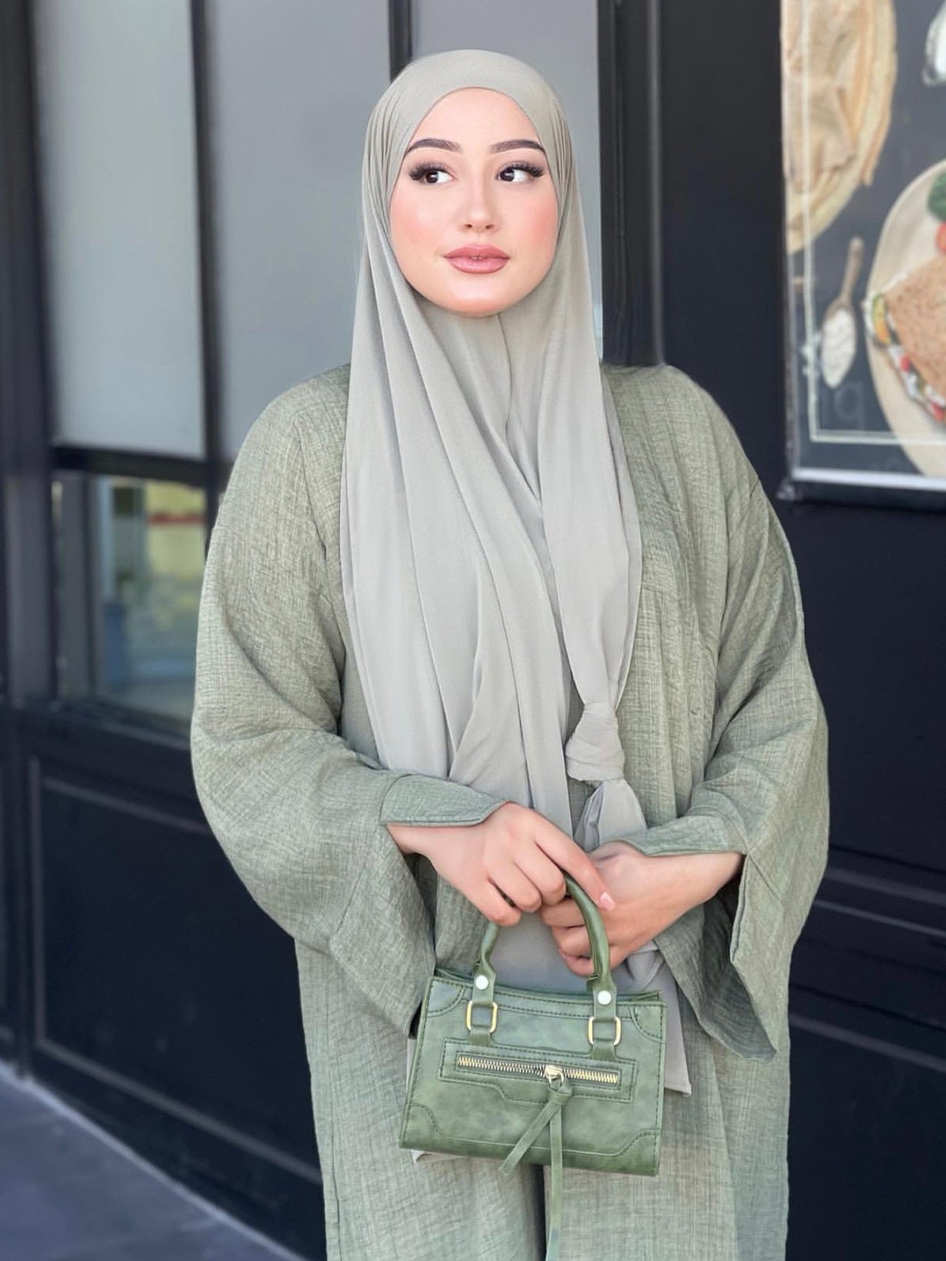 Ladies fashionable kaftan dress with wide cut and elegant sleeves Ivyshape