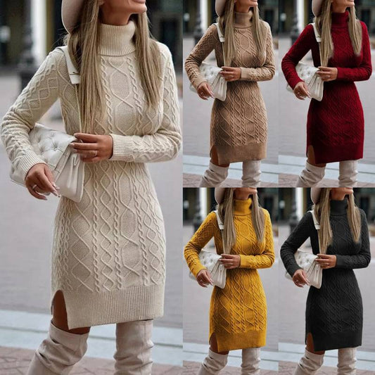 IvyShape | Warm Autumn Winter Sweater Dress for Women