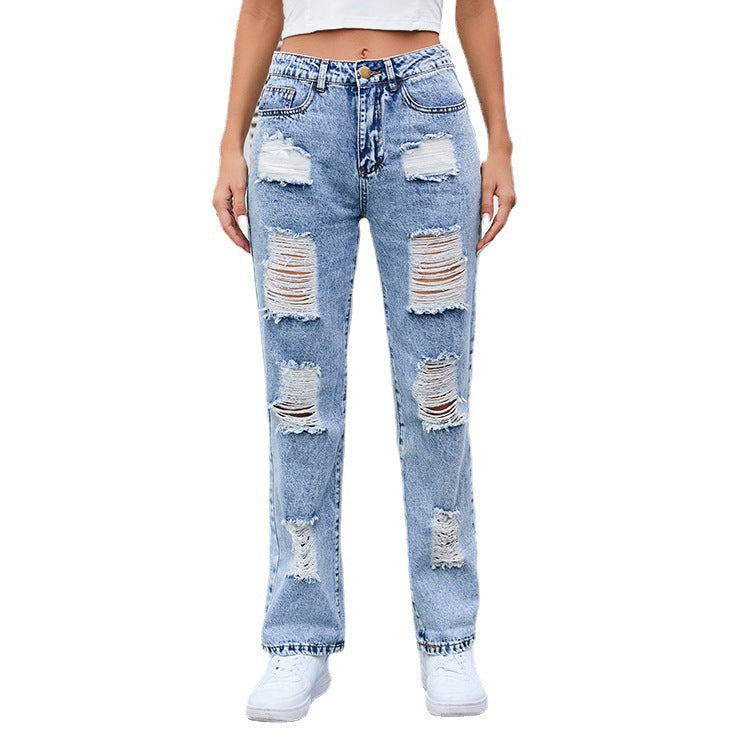 Women's Baggy Jeans in a trendy Used-Look with striking rips and casual fit Ivyshape