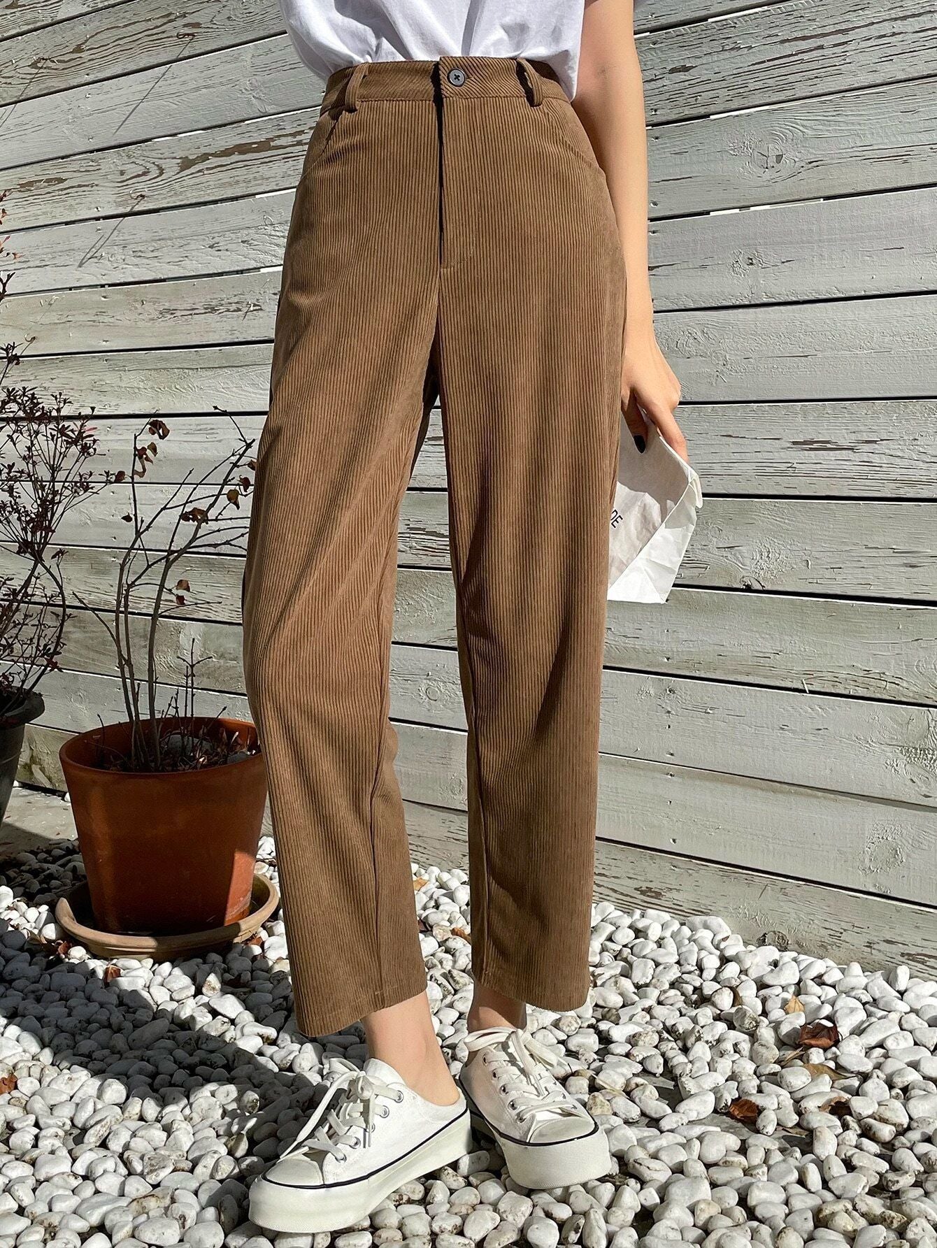 High-waisted corduroy pants for women Ivyshape