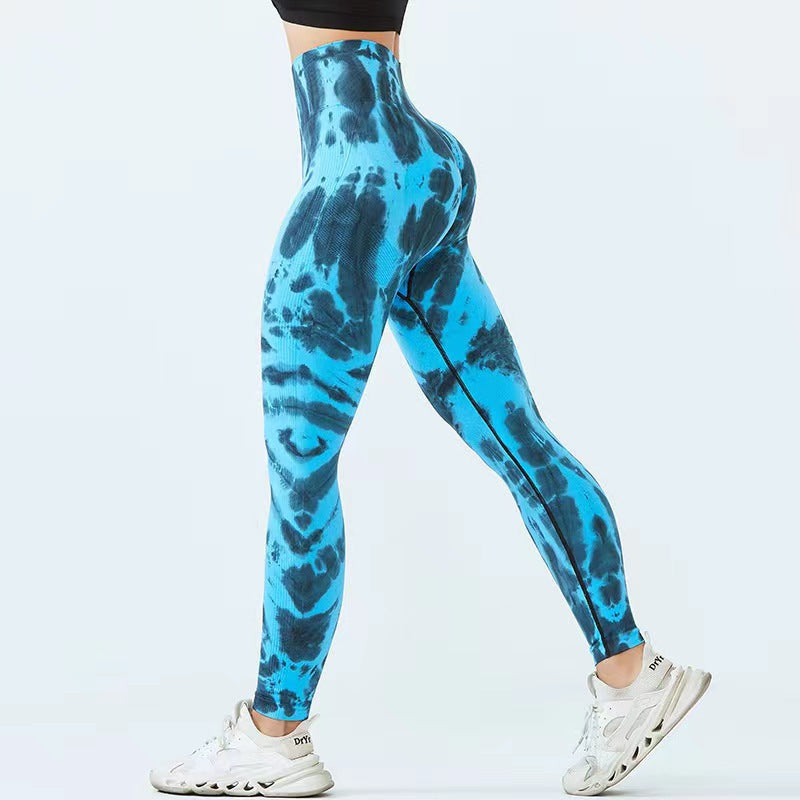 Ivyshape | Tie-Dye Print Yoga Pants for Women