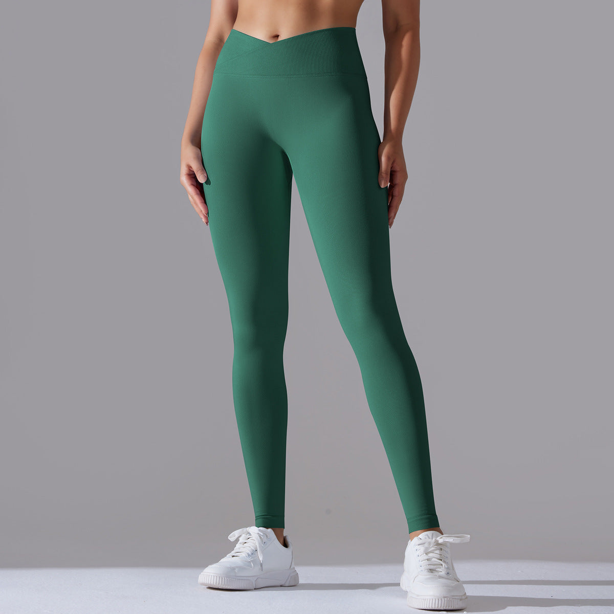 Women's High-Waisted Fitness Leggings with Functional Seam Detailing and High Elasticity Ivyshape