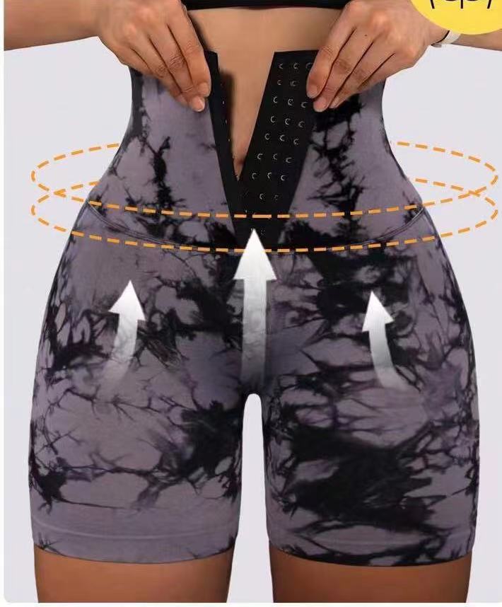 Women's Fashion Bike Shorts with Adjustable Waistband and Unique Tie-Dye Design Ivyshape