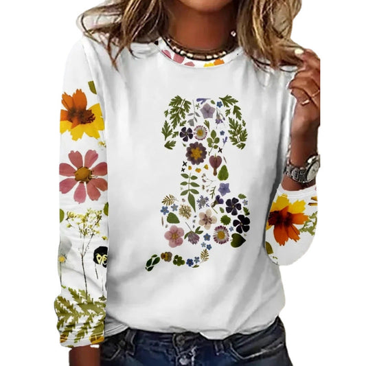 Ivyshape | Floral Round Neck T-Shirt