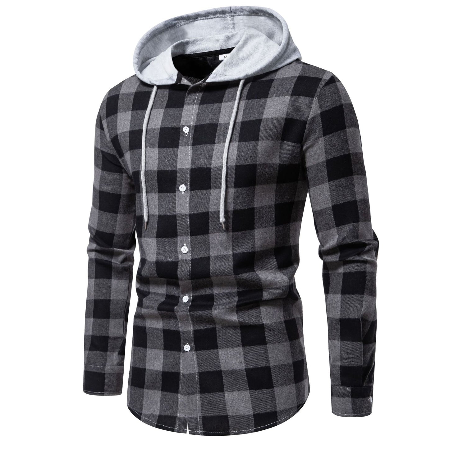 Men's Check Shirt Jacket with Hood and Modern Cut Ivyshape