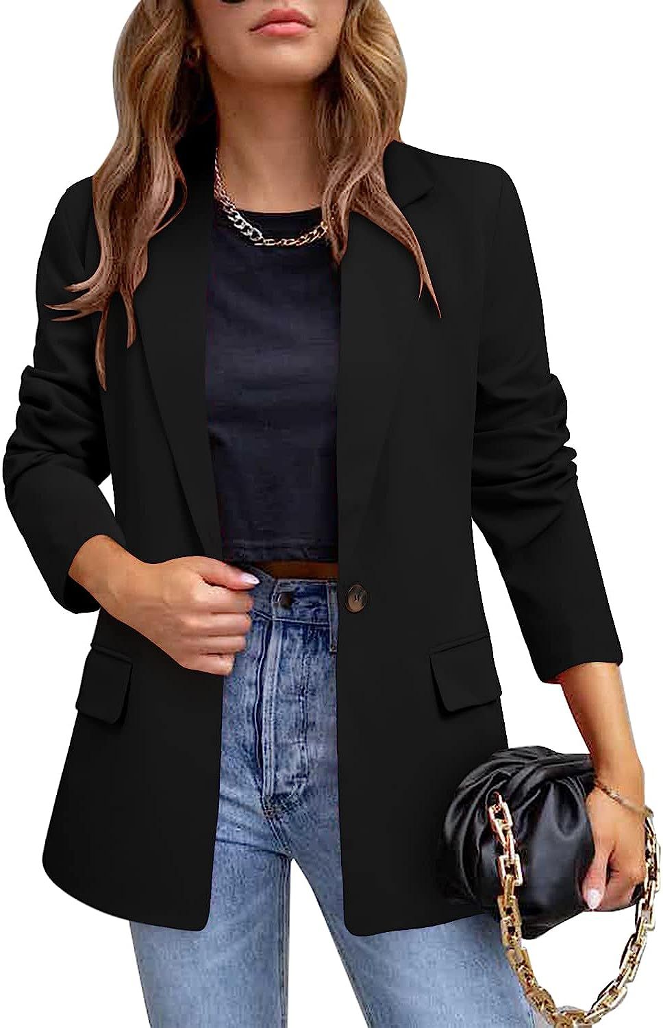 Women's trendy blazer with tailored cut and large pockets Ivyshape