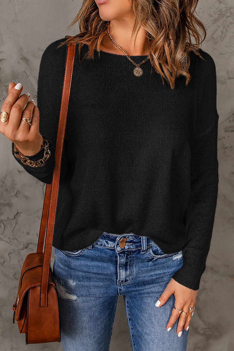 Women's softer knitted sweater with a casual cut and dropped shoulders Ivyshape